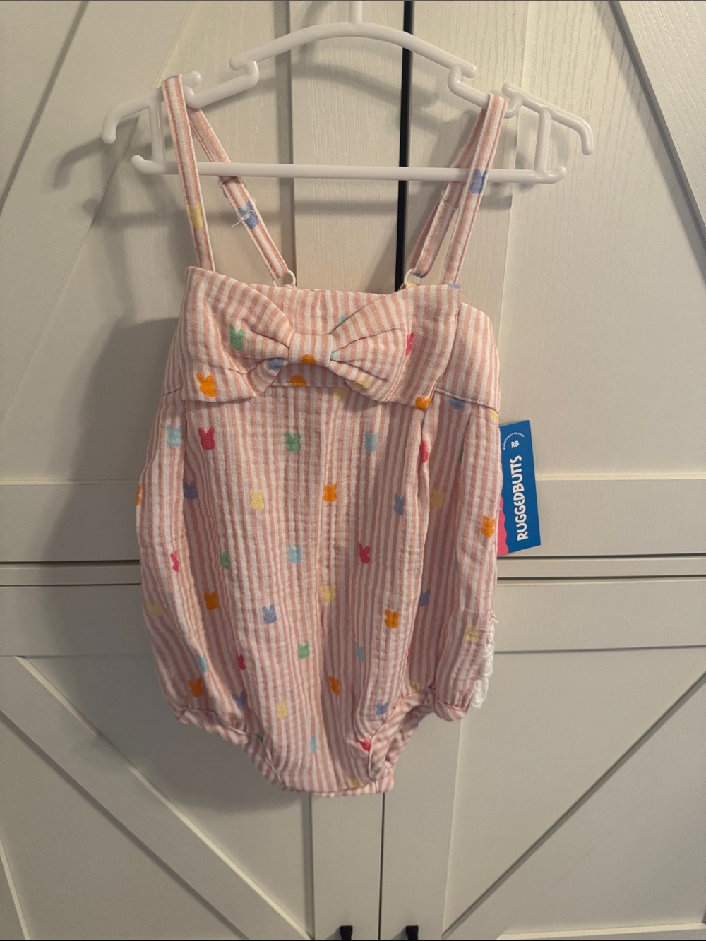 Rufflebutts Pink Stripe - Easter Peeps Romper